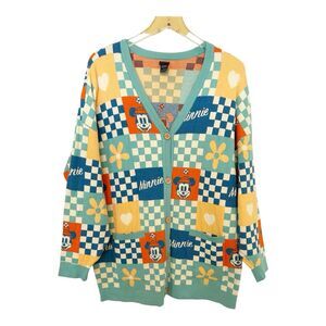 Disney Minnie Mouse Checkered Patchwork Cardigan Sz 1 1X